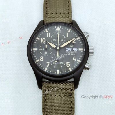 Copy IWC Big Pilots TOP GUN 43 mm Watch Military Green Nylon Strap